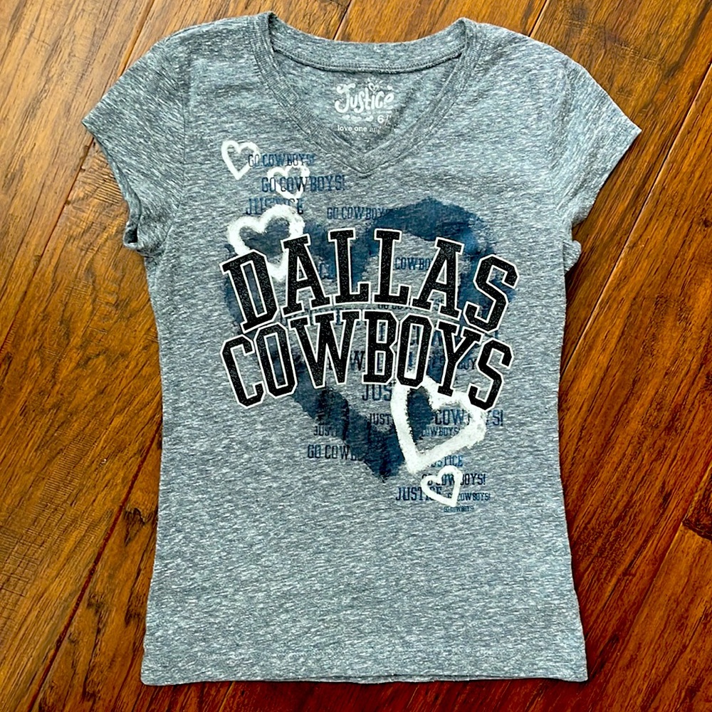 3 for $15 DALLAS COWBOYS ⭐️ JUSTICE size 6/7 t-shirt BUNDLE FOR DISCOUNT